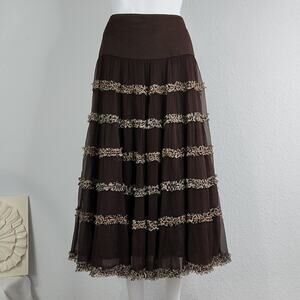 Deadstock Laundry by Shelli Segal Silk Midi Skirt Size 2